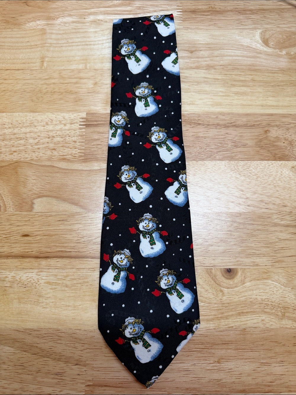 Hallmark Black Tie with Snowman Pattern and Red Accents